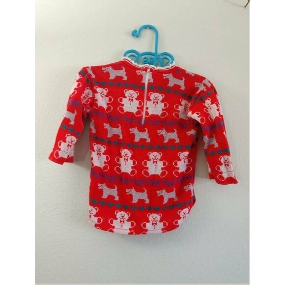 Vintage Girls Sweater Dogs Bears Red white12 months top Christmas Bull Frog - Picture 4 of 4